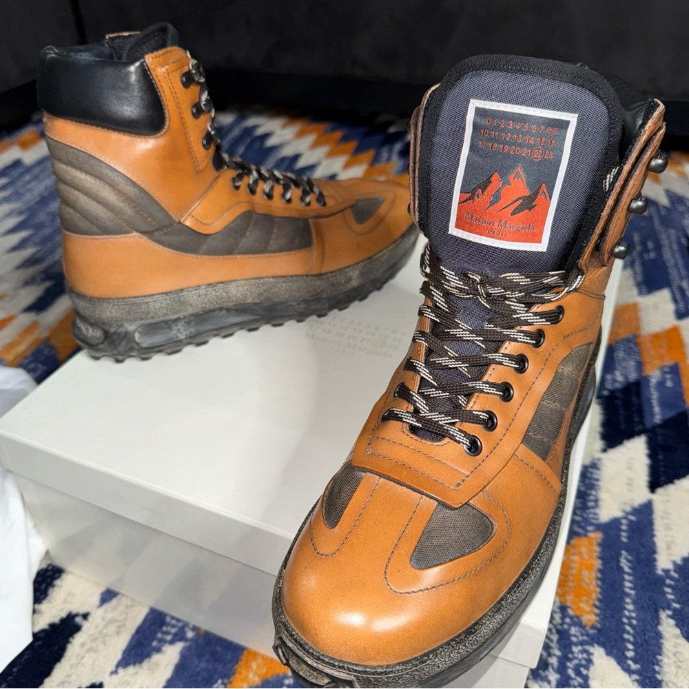 MAISON MARGIELA MENS CLIMBER HIKER LEATHER SNEAKER BOOTS WITH BOX BROWN SIZE44 - Picture 7 of 14